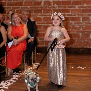 Revelry Juniors Champagne Gold Hazel sequin dress